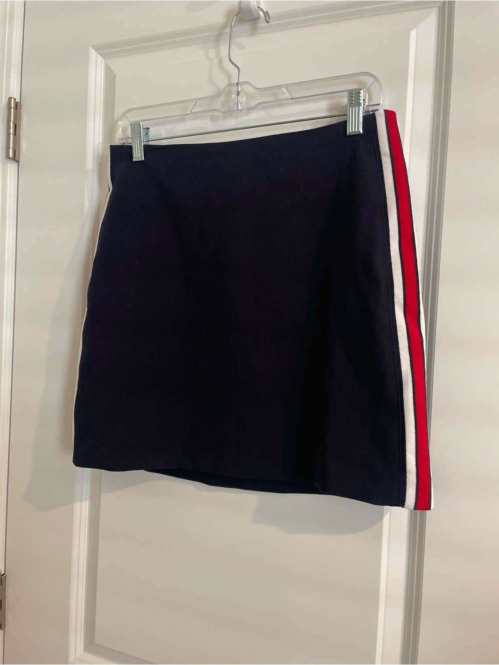 Banana Republic Navy Mini Skirt with Red and White Side Stripes